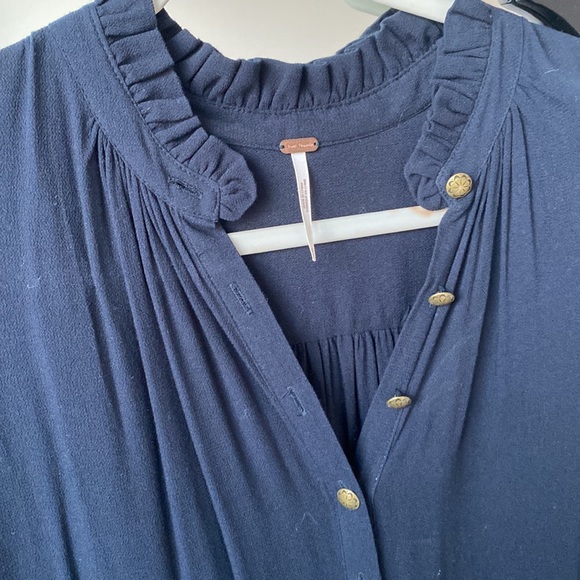Navy Free People Button up Tunic - Picture 2 of 4